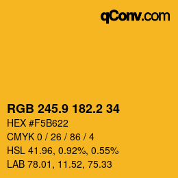 カラーコード: RGB 245.9 182.2 34 | qconv.com