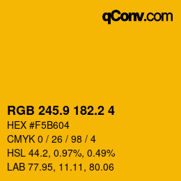 カラーコード: RGB 245.9 182.2 4 | qconv.com