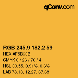 カラーコード: RGB 245.9 182.2 59 | qconv.com