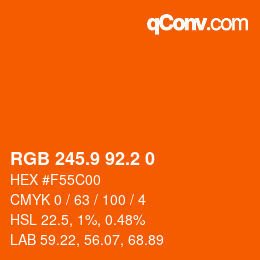 Color code: RGB 245.9 92.2 0 | qconv.com