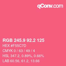 カラーコード: RGB 245.9 92.2 125 | qconv.com