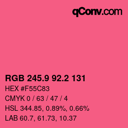カラーコード: RGB 245.9 92.2 131 | qconv.com