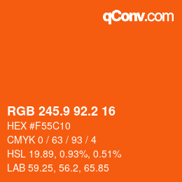 カラーコード: RGB 245.9 92.2 16 | qconv.com
