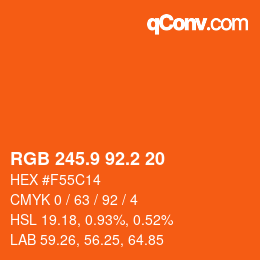 カラーコード: RGB 245.9 92.2 20 | qconv.com