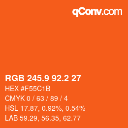 カラーコード: RGB 245.9 92.2 27 | qconv.com