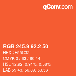カラーコード: RGB 245.9 92.2 50 | qconv.com