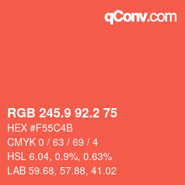 カラーコード: RGB 245.9 92.2 75 | qconv.com