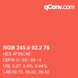 カラーコード: RGB 245.9 92.2 78 | qconv.com