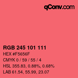 カラーコード: RGB 245 101 111 | qconv.com