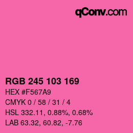 Color code: RGB 245 103 169 | qconv.com