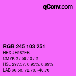 Color code: RGB 245 103 251 | qconv.com