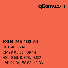 Color code: RGB 245 103 76 | qconv.com