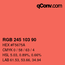 Color code: RGB 245 103 90 | qconv.com