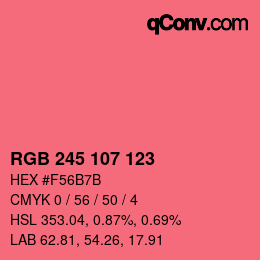 颜色代码: RGB 245 107 123 | qconv.com