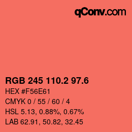 カラーコード: RGB 245 110.2 97.6 | qconv.com