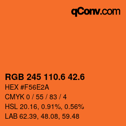 カラーコード: RGB 245 110.6 42.6 | qconv.com