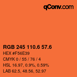 カラーコード: RGB 245 110.6 57.6 | qconv.com