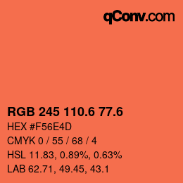 カラーコード: RGB 245 110.6 77.6 | qconv.com