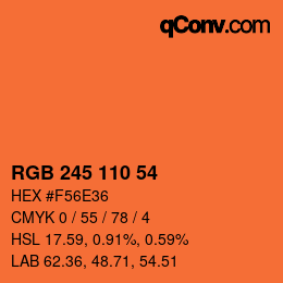 Código de color: RGB 245 110 54 | qconv.com