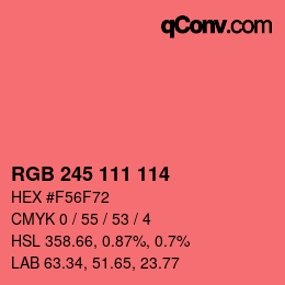 Color code: RGB 245 111 114 | qconv.com
