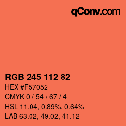 颜色代码: RGB 245 112 82 | qconv.com