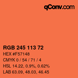 Color code: RGB 245 113 72 | qconv.com