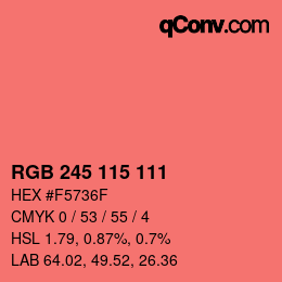 Color code: RGB 245 115 111 | qconv.com