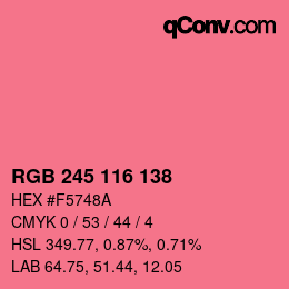 カラーコード: RGB 245 116 138 | qconv.com