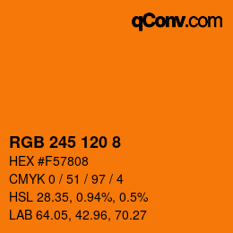 カラーコード: RGB 245 120 8 | qconv.com