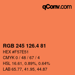 カラーコード: RGB 245 126.4 81 | qconv.com