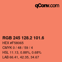 カラーコード: RGB 245 128.2 101.6 | qconv.com