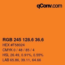 カラーコード: RGB 245 128.6 36.6 | qconv.com