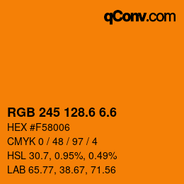カラーコード: RGB 245 128.6 6.6 | qconv.com