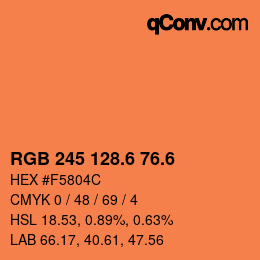 カラーコード: RGB 245 128.6 76.6 | qconv.com