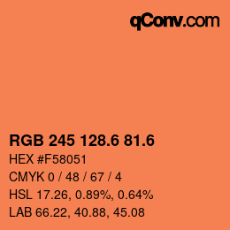 カラーコード: RGB 245 128.6 81.6 | qconv.com