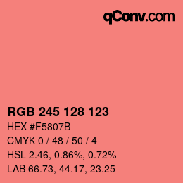 カラーコード: RGB 245 128 123 | qconv.com