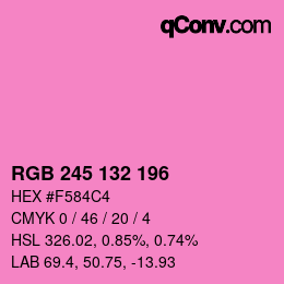 Color code: RGB 245 132 196 | qconv.com