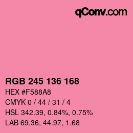 Color code: RGB 245 136 168 | qconv.com