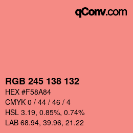 Color code: RGB 245 138 132 | qconv.com