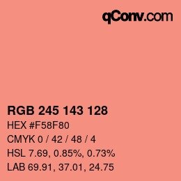 Color code: RGB 245 143 128 | qconv.com