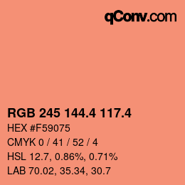 カラーコード: RGB 245 144.4 117.4 | qconv.com
