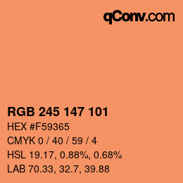 Color code: RGB 245 147 101 | qconv.com