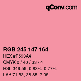 Color code: RGB 245 147 164 | qconv.com