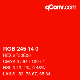 Color code: RGB 245 14 0 | qconv.com