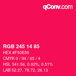 Color code: RGB 245 14 85 | qconv.com