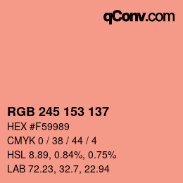 Color code: RGB 245 153 137 | qconv.com