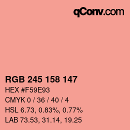 カラーコード: RGB 245 158 147 | qconv.com
