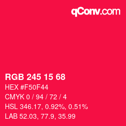 Color code: RGB 245 15 68 | qconv.com