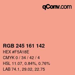 Color code: RGB 245 161 142 | qconv.com