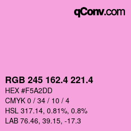 カラーコード: RGB 245 162.4 221.4 | qconv.com